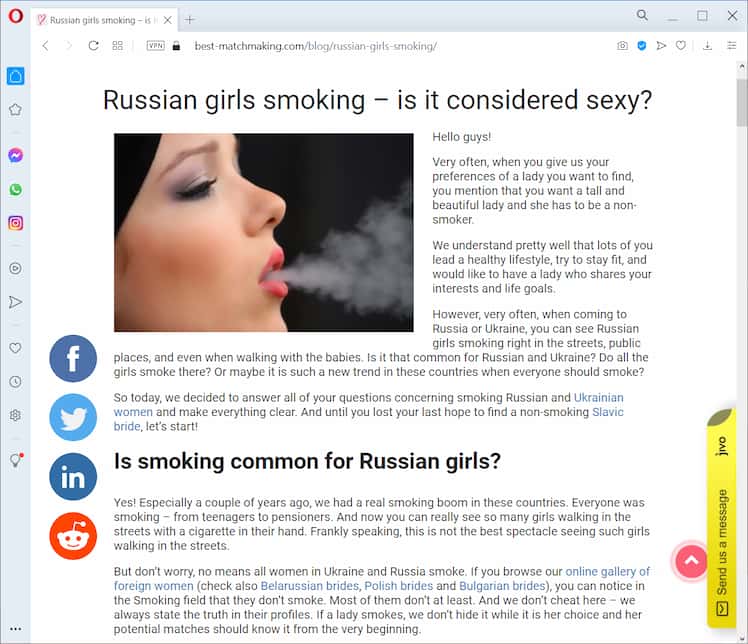 Is smoking common for Russian girls? - Yes! Especially a couple of years ago, we gead a real smoking boom in these countries. Everybody was smoking - from teenagers to pensioners. And now you can really see so many girls walking in the streets with a cigarette in their hand. (...)